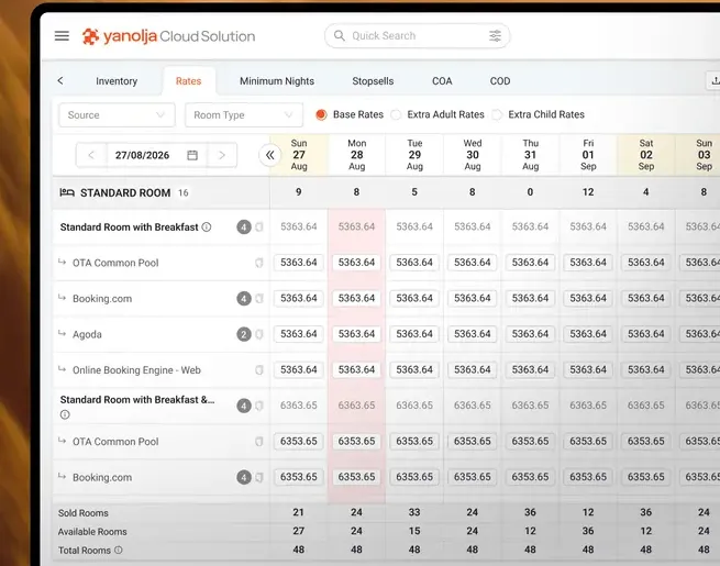 HIT.CMS by Yanolja Cloud Solutions - Rates მართვის პანელი
